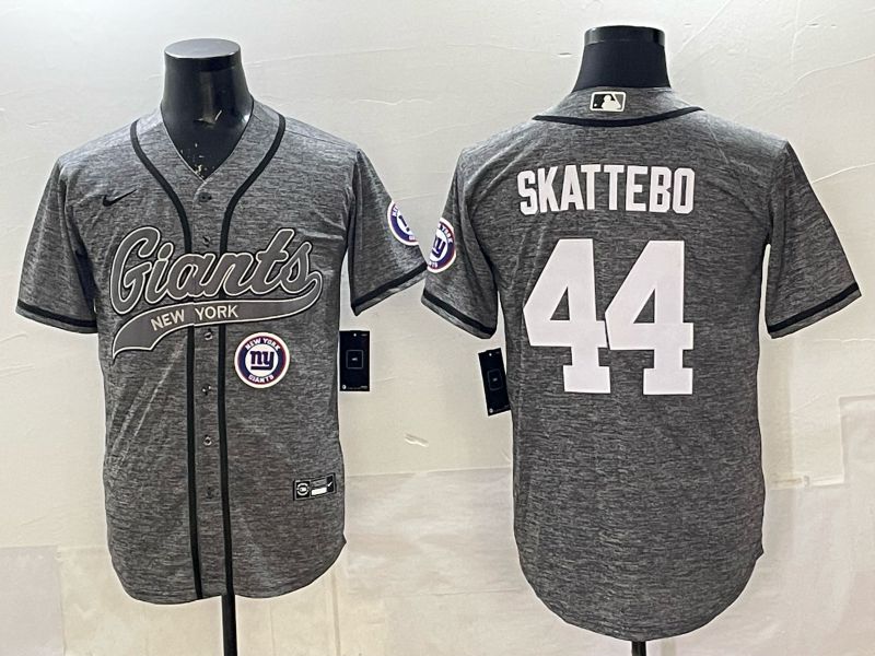 Men 2025 New York Giants #44 Skattebo Grey Joint Name Nike Limited NFL Jersey 08